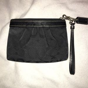 COACH black signature wristlet wallet